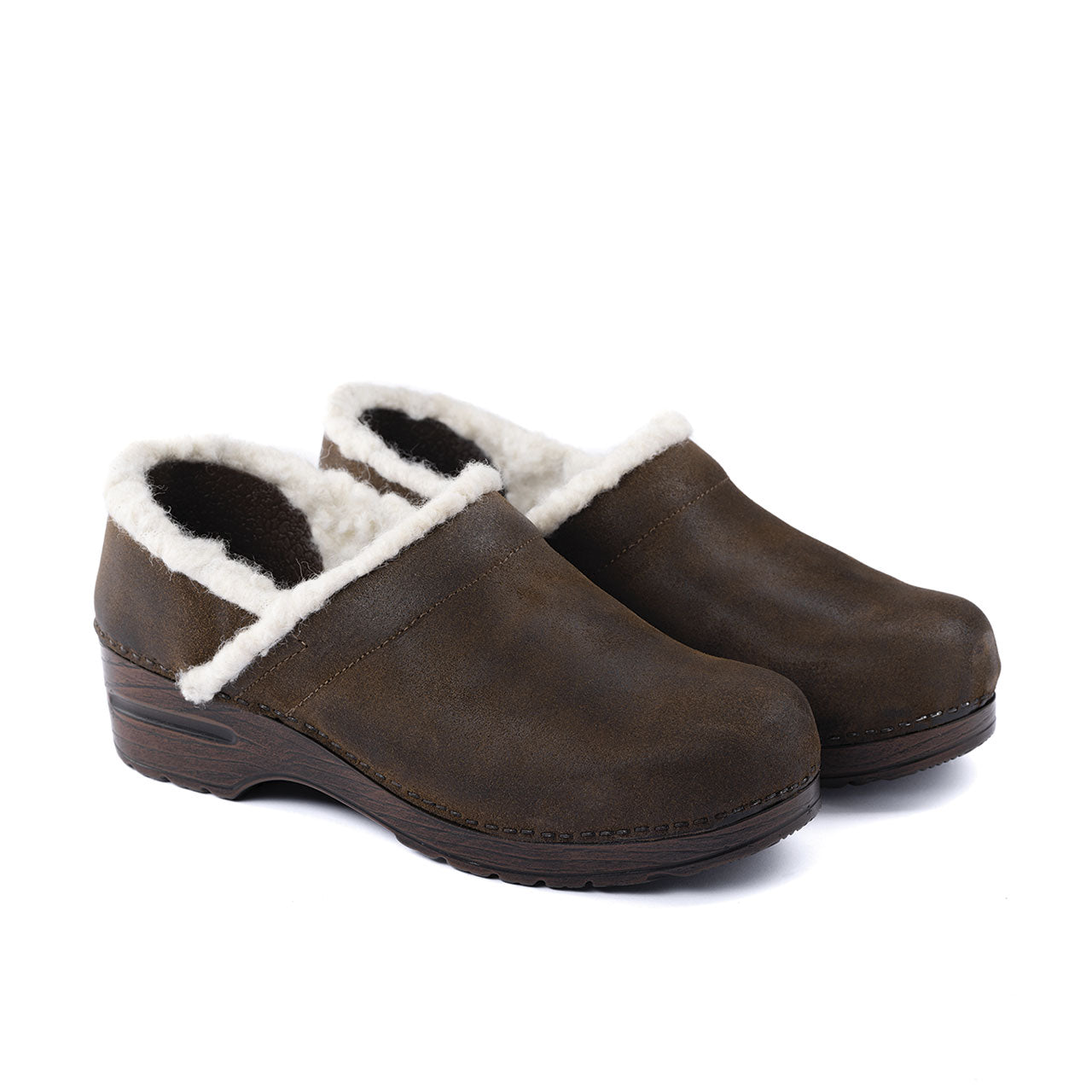 Vintage Wool Clog cuoio