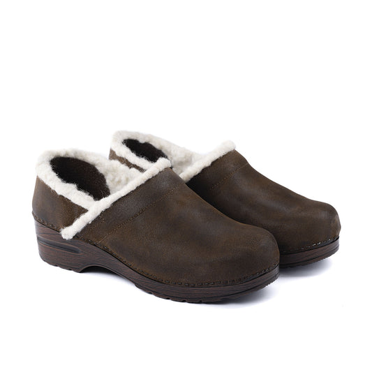 Vintage Wool Clog cuoio