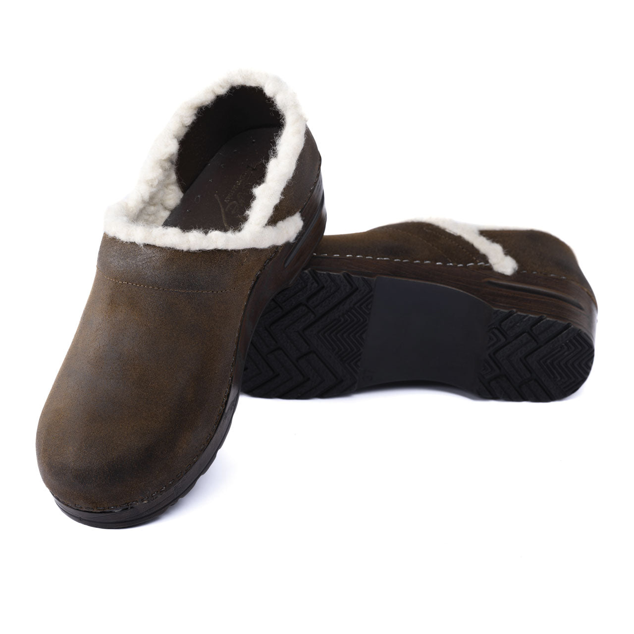 Vintage Wool Clog cuoio