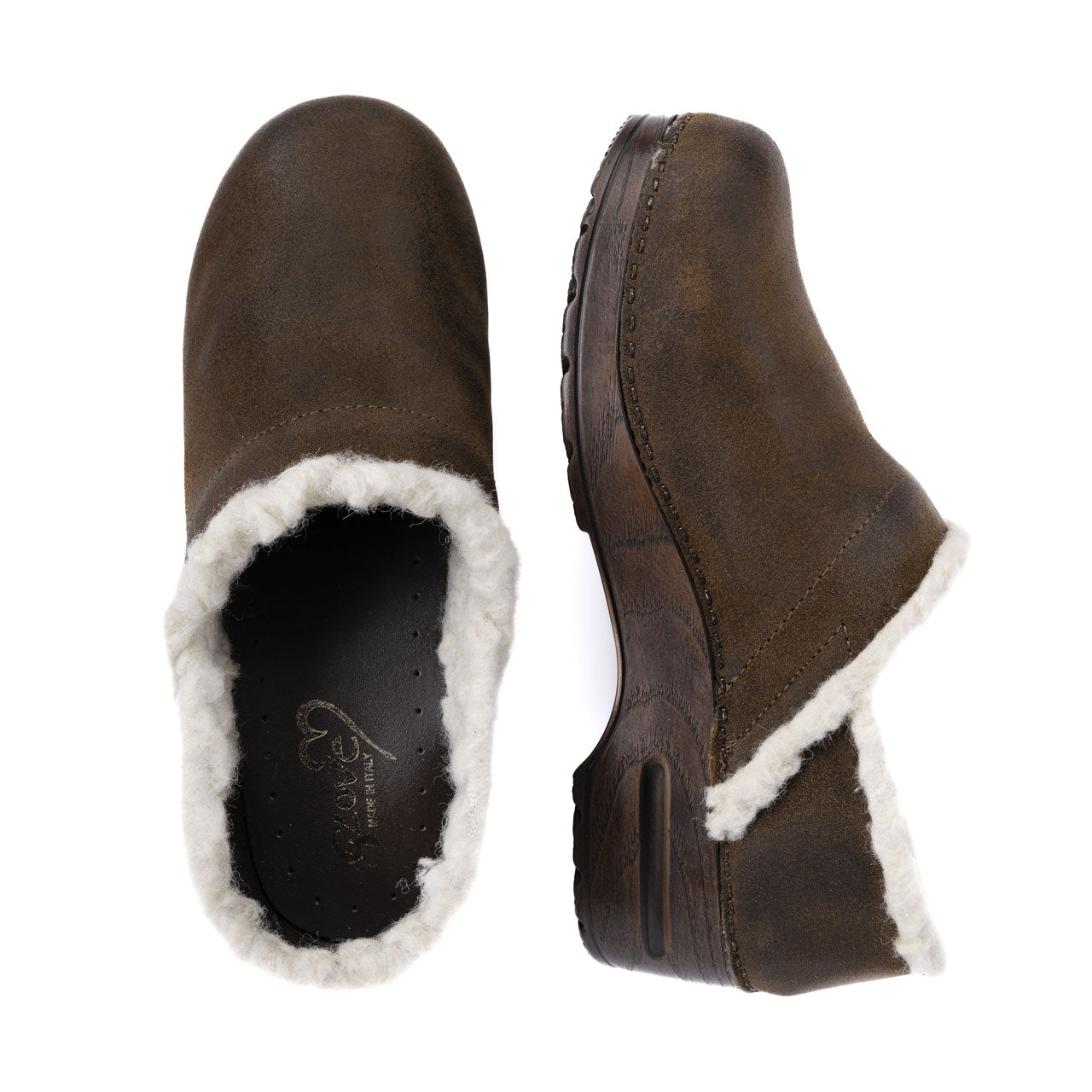 Vintage Wool Clog cuoio